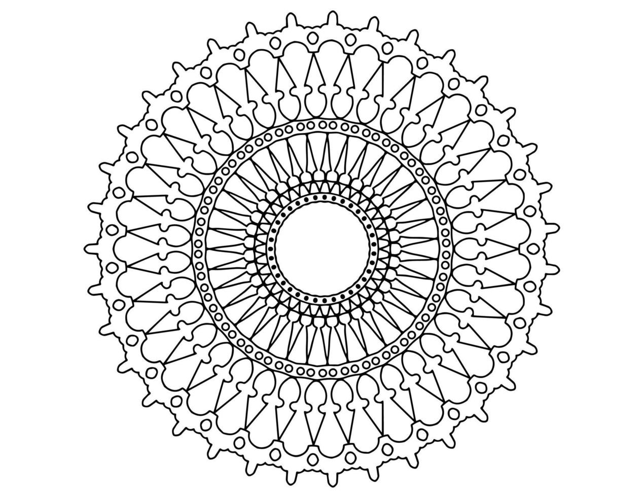 disegno mandala in bianco e nero, tatuaggio, mehndi, pagina da colorare vettore