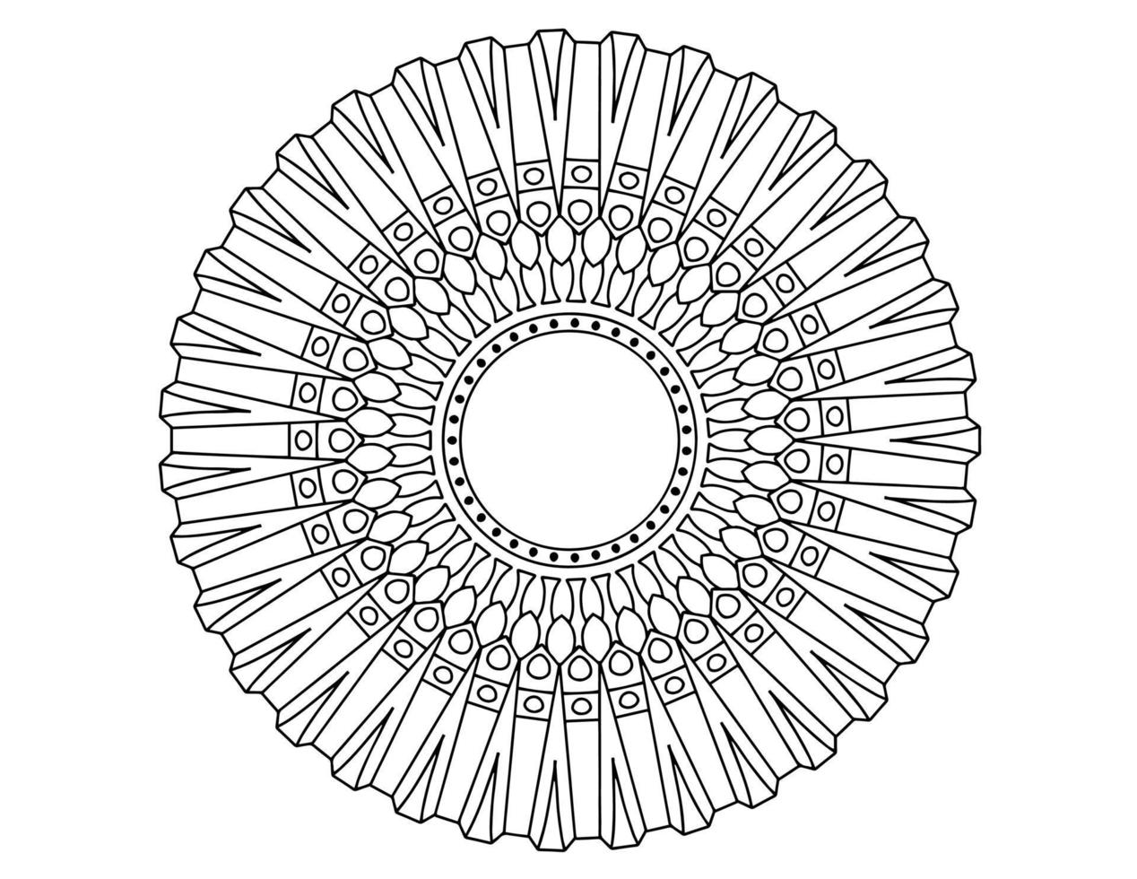 disegno mandala in bianco e nero, tatuaggio, mehndi, pagina da colorare vettore