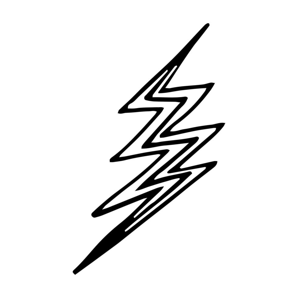 scarabocchio disegnato a mano di fulmine, adesivo icona vettore