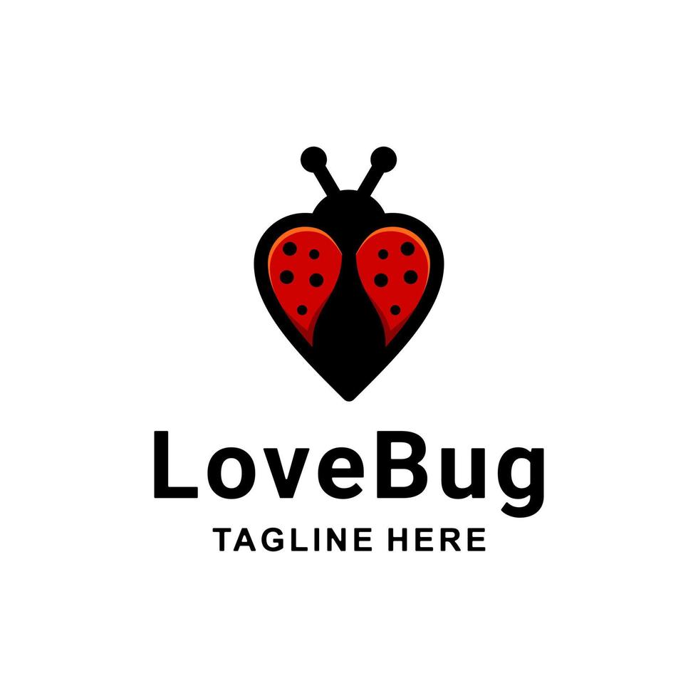design semplice del logo del fumetto della mascotte di vettore della combinazione di doppio significato bug e amore