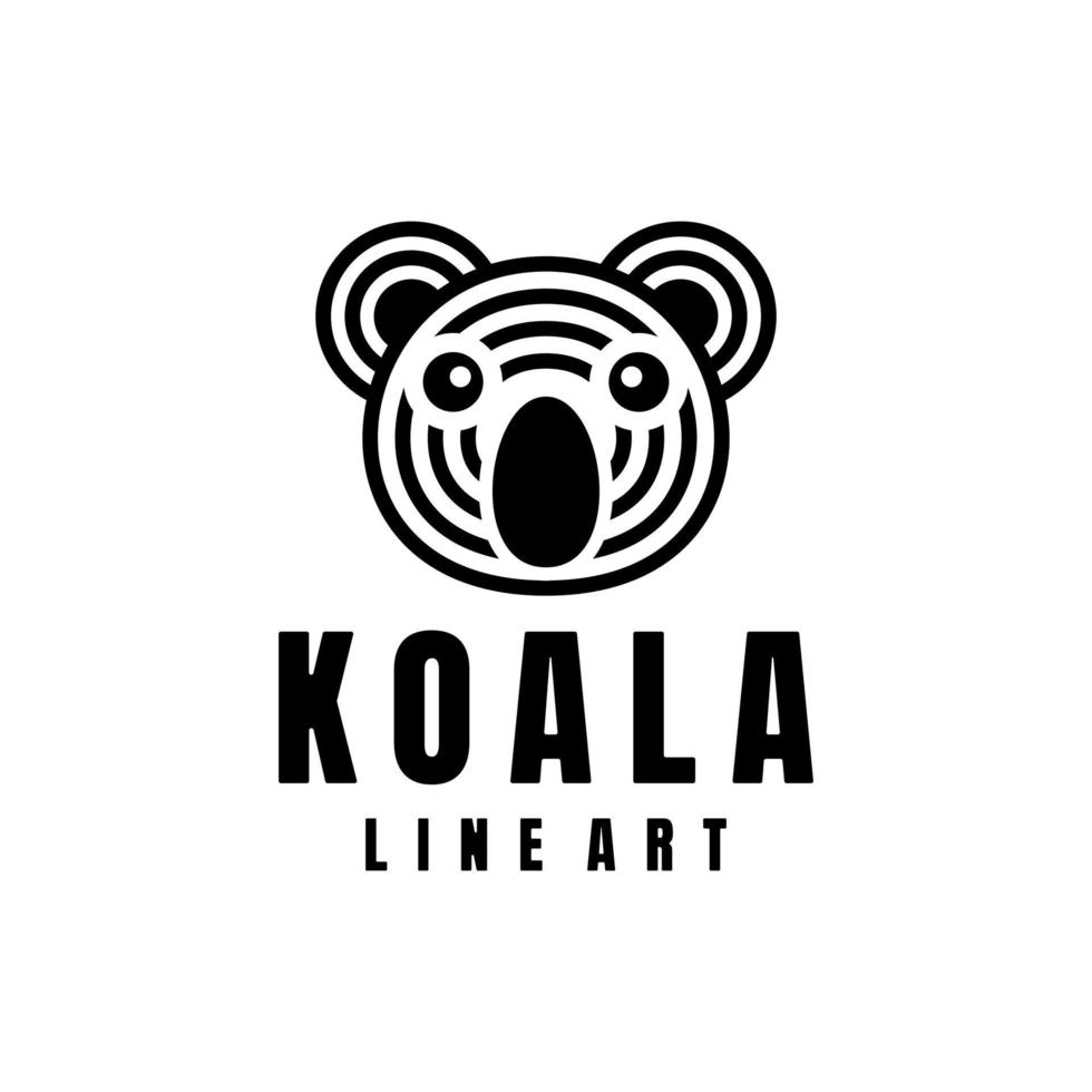 koala animale con stile line art, su sfondo bianco, logo design modificabile vettoriale