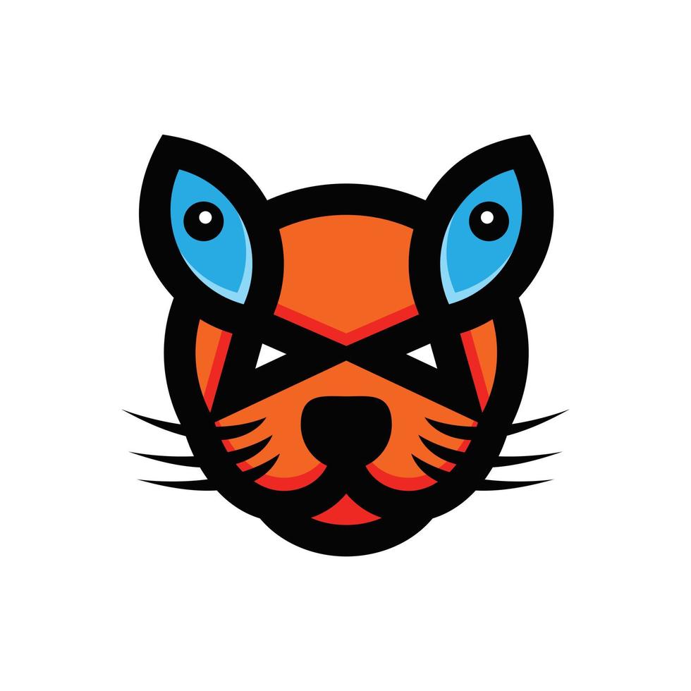 semplice mascotte vettore logo design combinazione gatti e tonno di pesce