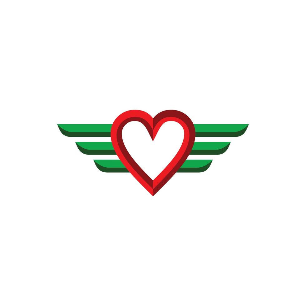 ala d'amore sullo sfondo bianco, design del logo vettoriale modificabile