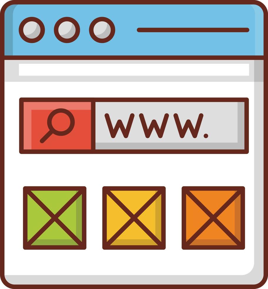 illustrazione vettoriale del browser su uno sfondo trasparente. simboli di qualità premium. icona del colore piatto della linea vettoriale per il concetto e la progettazione grafica.