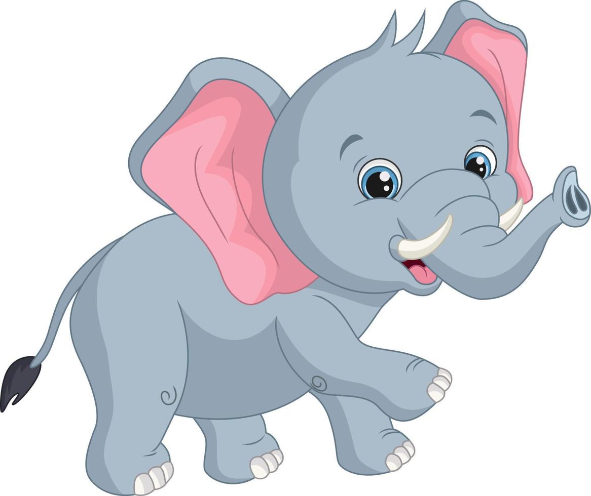 cartone animato carino elefantino su sfondo bianco vettore