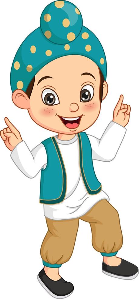 cartone animato felice punjabi ragazzo isolato su sfondo bianco vettore