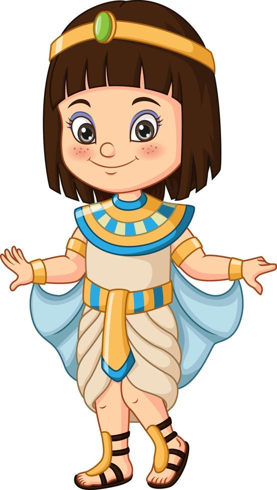 bambina del fumetto che indossa il costume egiziano di cleopatra vettore