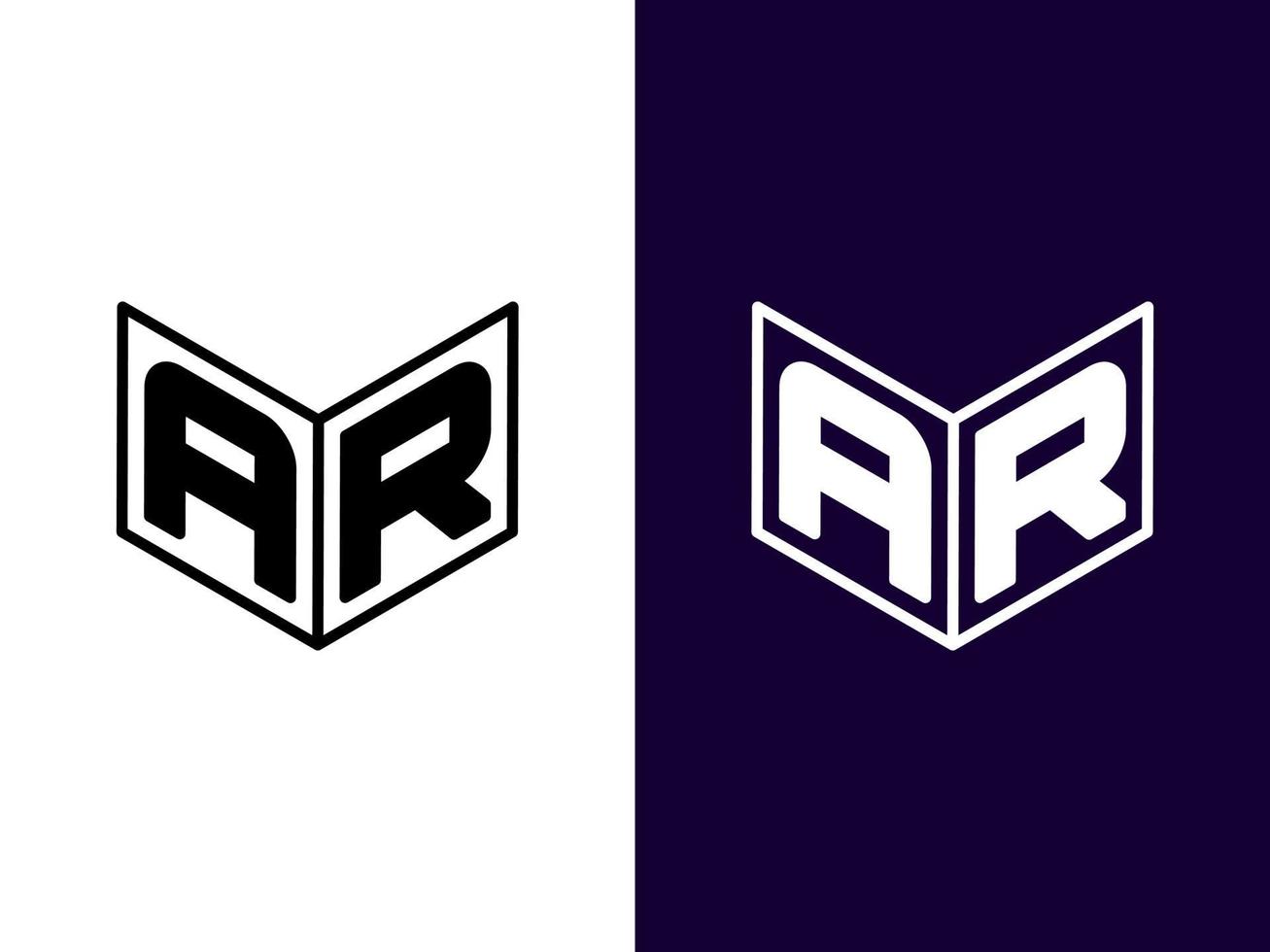 lettera iniziale ar design del logo 3d minimalista e moderno vettore