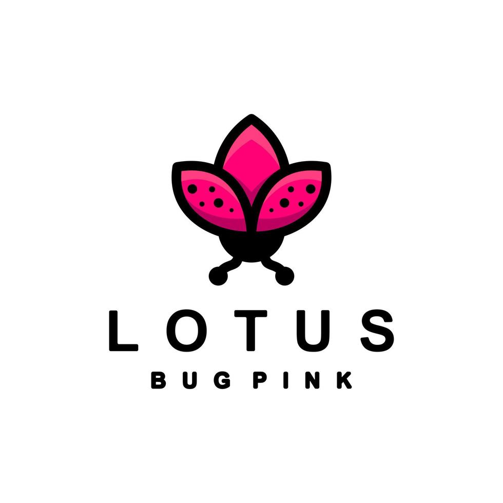 combinazione di design del logo a doppio significato di insetto animale e fiore di loto vettore