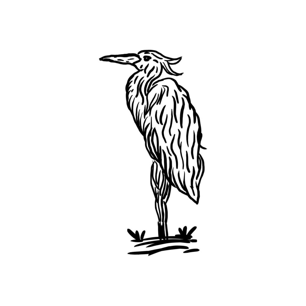 uccelli gru con stile vintage su sfondo bianco, design del logo vettoriale modificabile