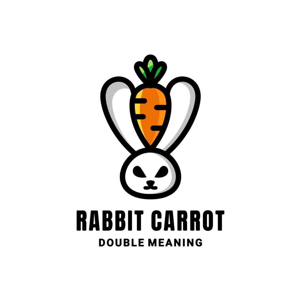 logo a doppio significato che forma coniglio e carota vettore