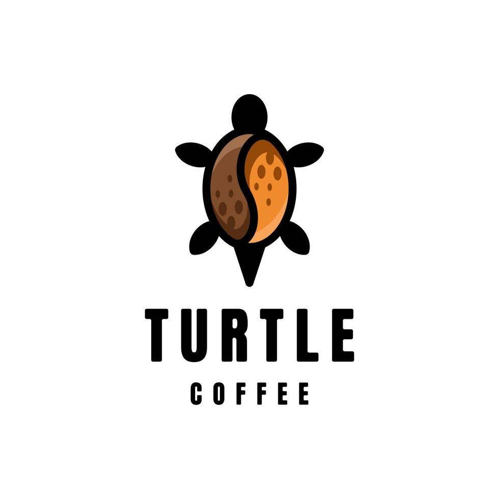 design semplice del logo vettoriale della mascotte della combinazione di doppio significato tartaruga e caffè