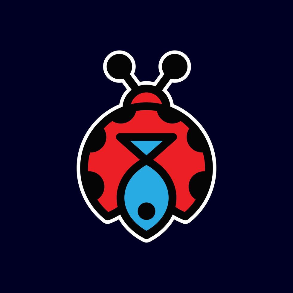 semplice mascotte logo design combinazione bug e tonno di pesce vettore