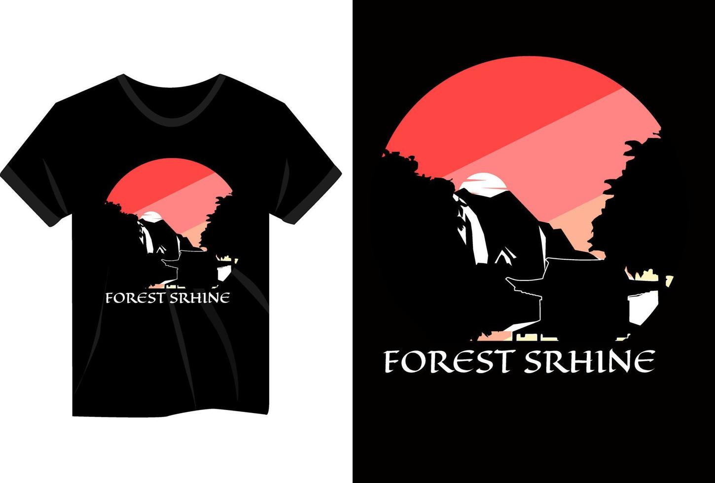 design della maglietta vintage del santuario della foresta vettore
