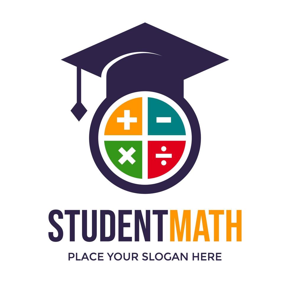 modello di logo di vettore di matematica per studenti. questo disegno usa il simbolo della calcolatrice. adatto per l'istruzione.