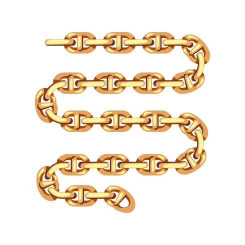 braccialetto di catene d&#39;oro isolato su sfondo bianco vettore