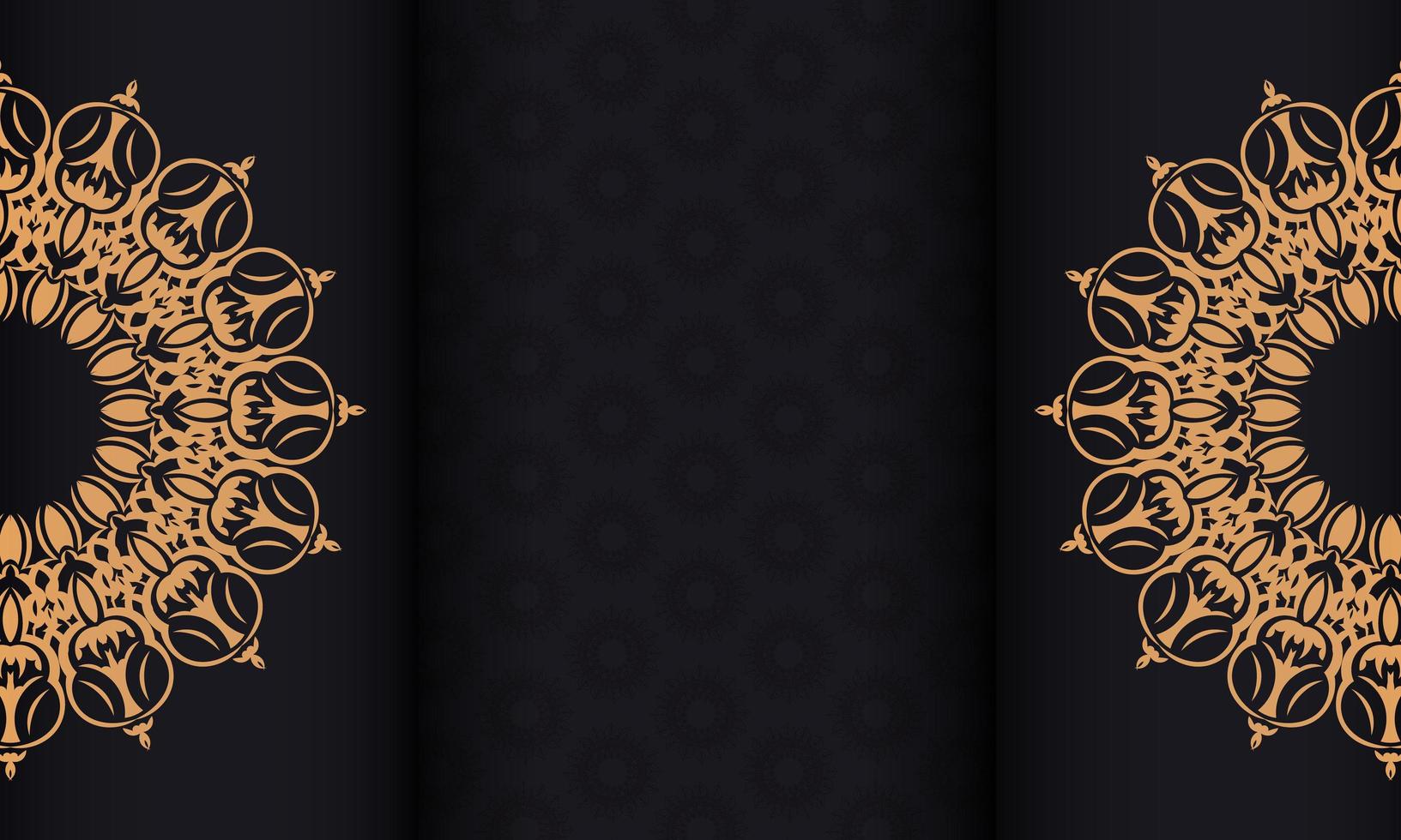 banner nero con ornamenti lussuosi e posto sotto il testo. design dell'invito pronto per la stampa con motivi vintage. vettore
