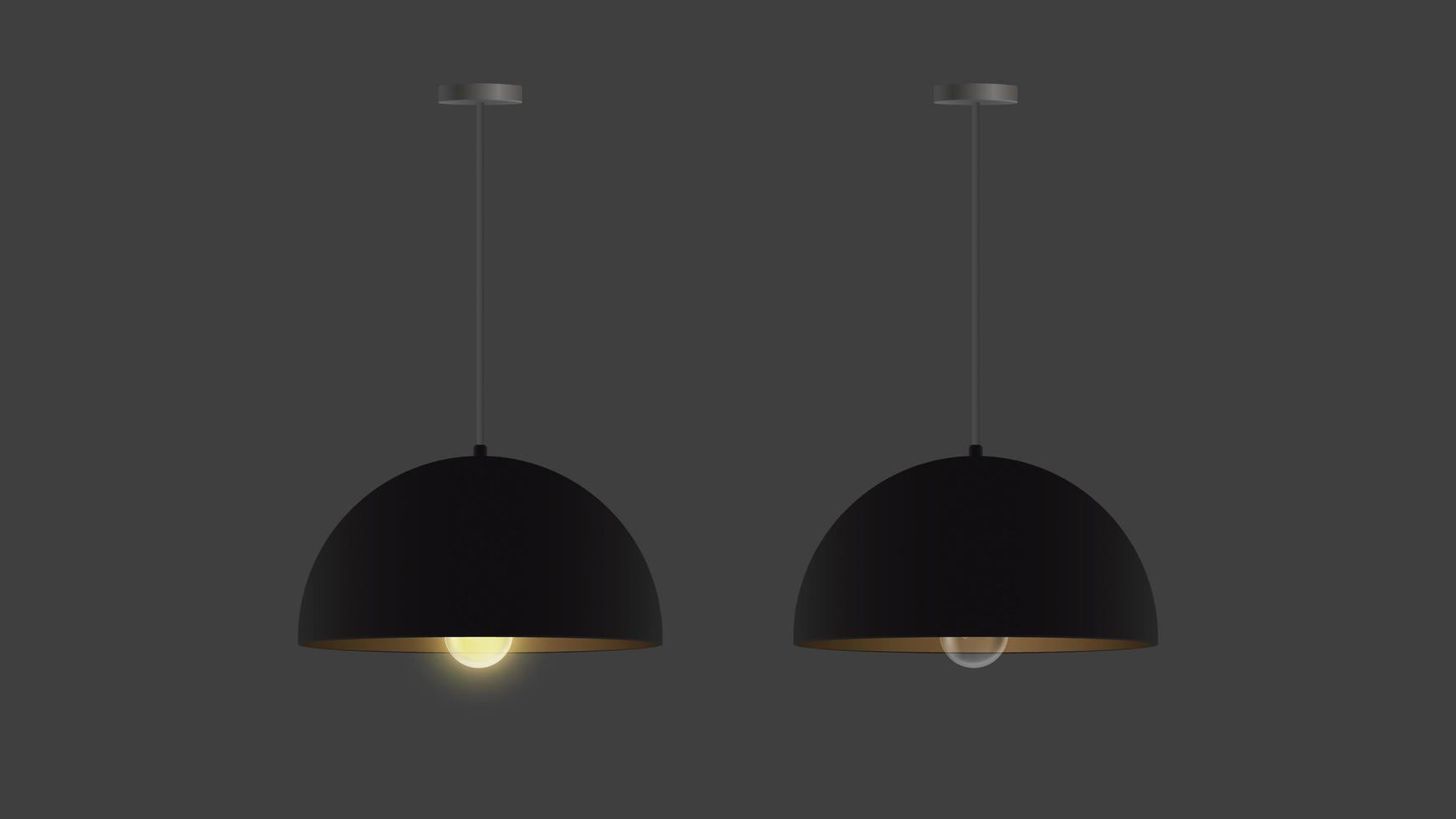 set vettoriale di lampadari neri realistici. lampada da soffitto. stile loft. elemento per l'interior design.