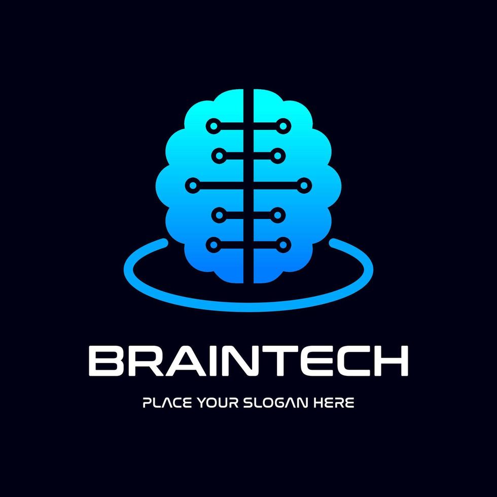 modello di logo di vettore di tecnologia del cervello. questo disegno usa il simbolo digitale.
