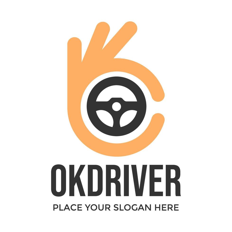 modello di logo vettoriale del driver ok. questo disegno usa il simbolo della mano.