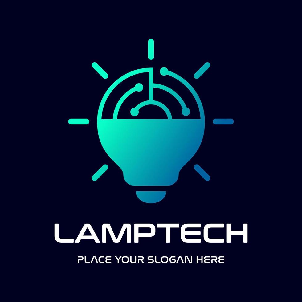 modello di logo di vettore di tecnologia della lampada. questo simbolo digitale di design.