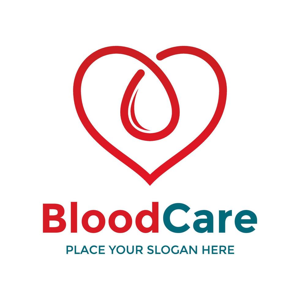 modello di logo di vettore di cura del sangue. questo disegno usa il simbolo dell'amore. adatto all'umanità.