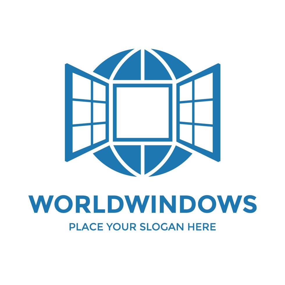 modello di logo di vettore di Windows del mondo. questo disegno usa il simbolo del globo. adatto per l'istruzione, il sito Web o la conoscenza.