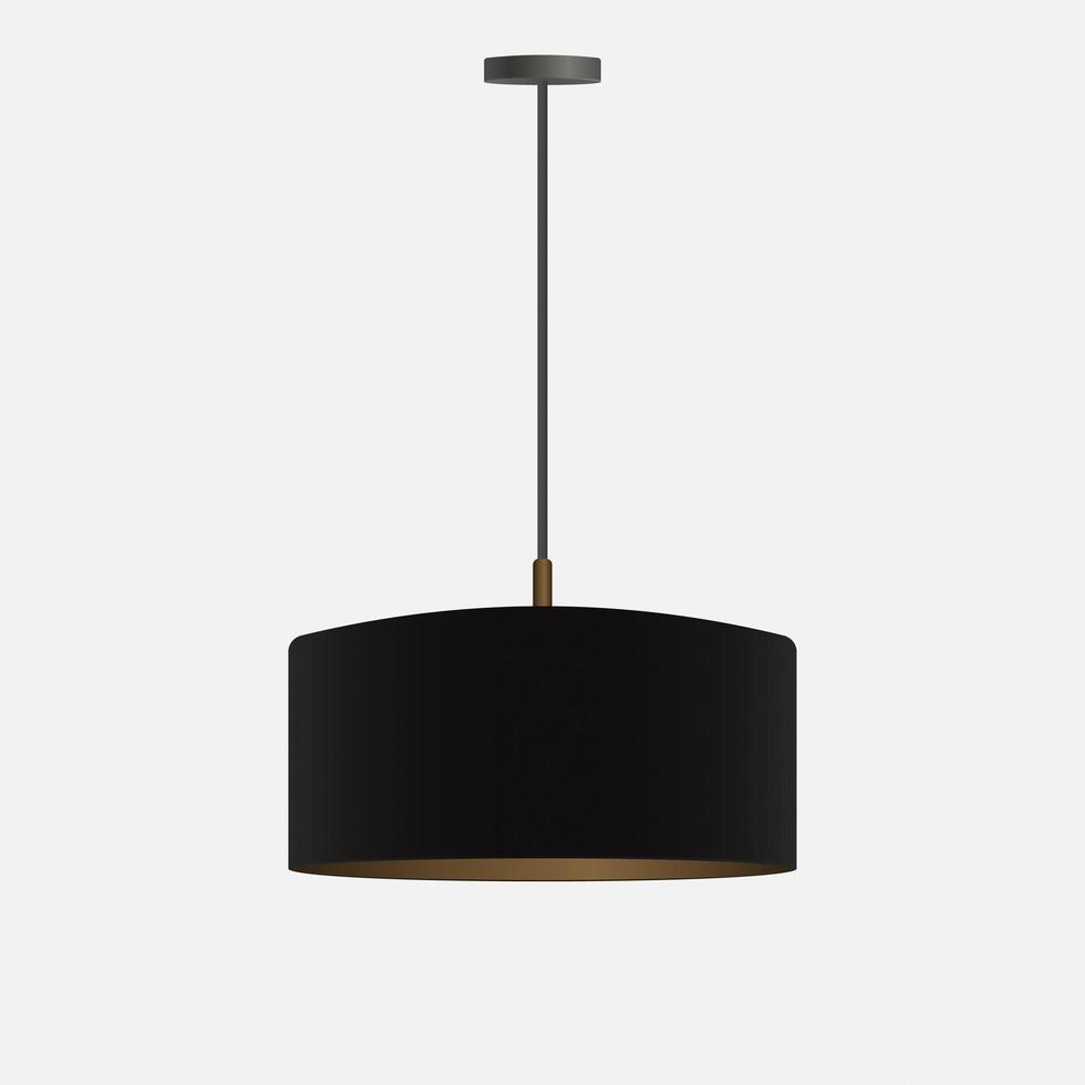 lampadario nero realistico di vettore. lampadario isolato su uno sfondo bianco. stile loft. elemento di design d'interni. vettore