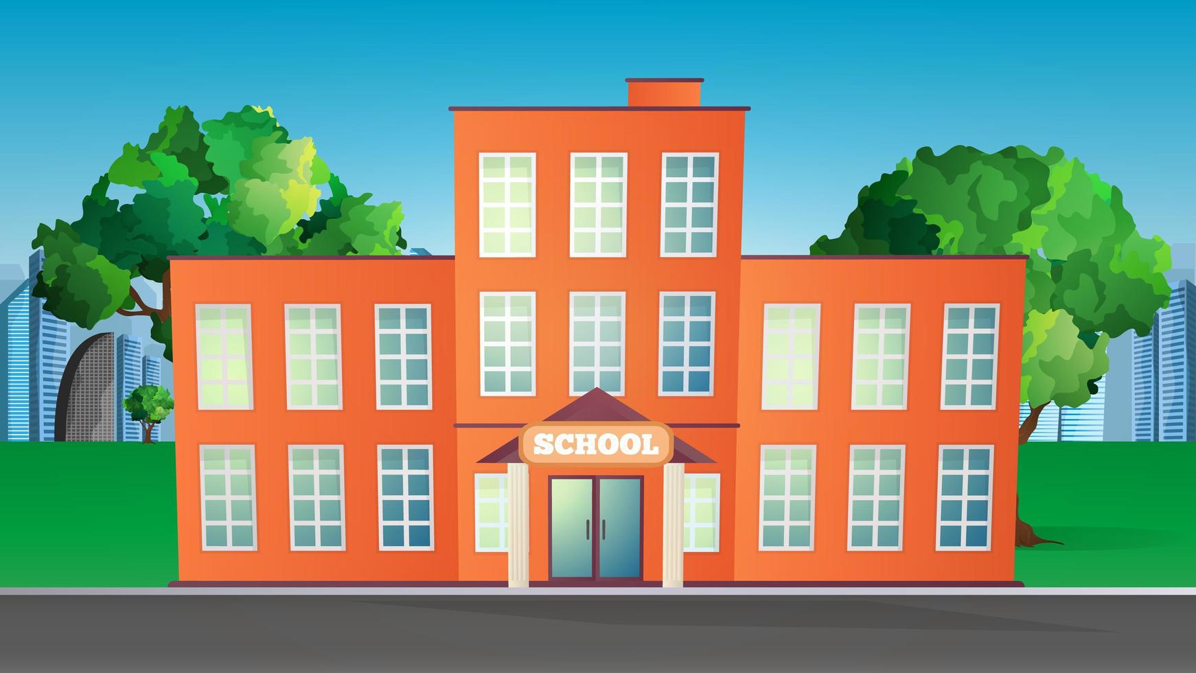 illustrazione vettoriale di un edificio scolastico. scuola in uno stile piatto.