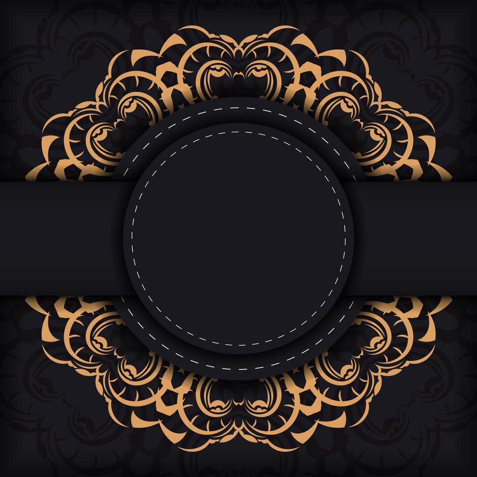 design da cartolina di lusso nero con ornamento mandala indiano vintage. può essere utilizzato come sfondo e sfondo. elementi vettoriali eleganti e classici pronti per la stampa e la tipografia.