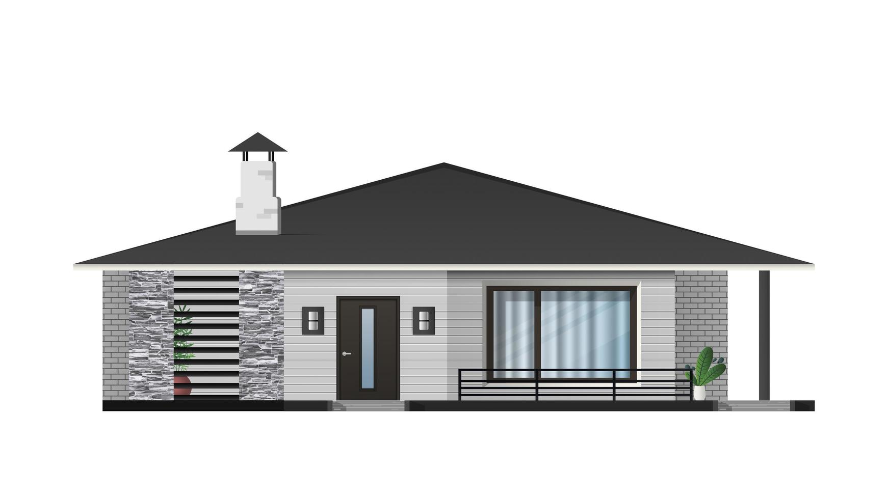 villa realistica isolata su sfondo bianco. casa in stile loft moderno ed elegante. illustrazione vettoriale