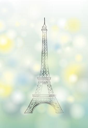 Sfondo di primavera di Parigi. Torre Eiffel. Poster di viaggio in Francia. vettore