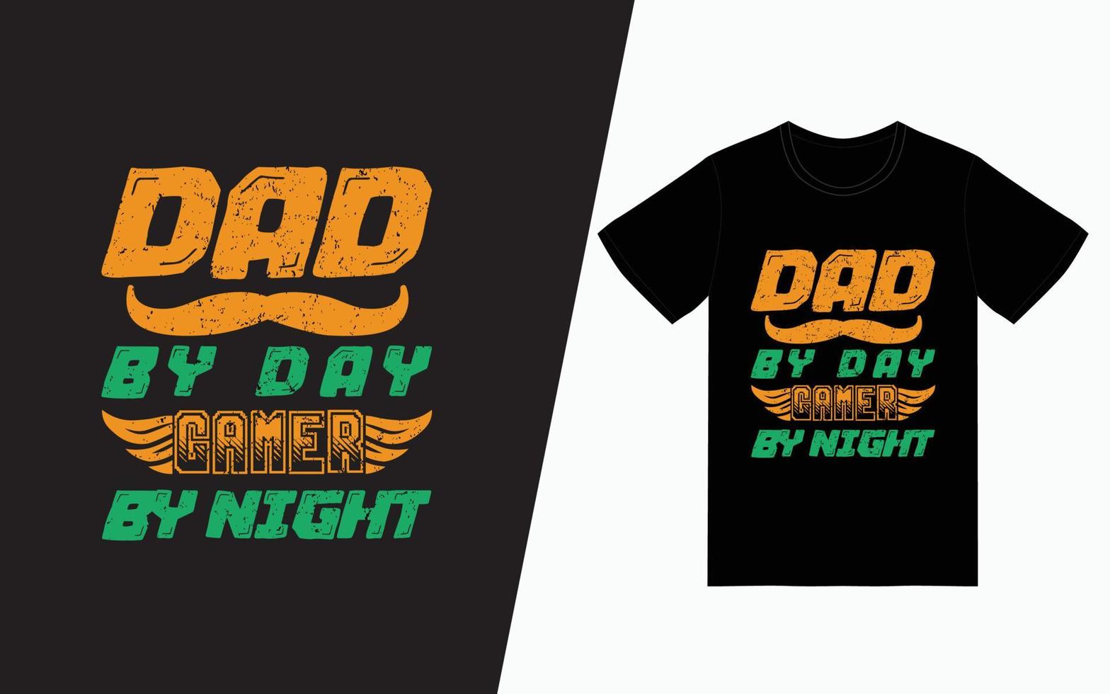 papà di giorno gamer by night tipografia t-shirt design vettore