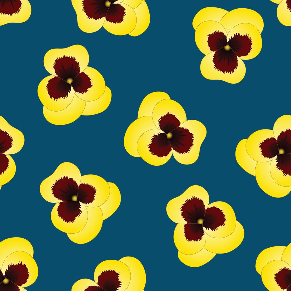 fiore giallo pansy su sfondo blu indaco vettore