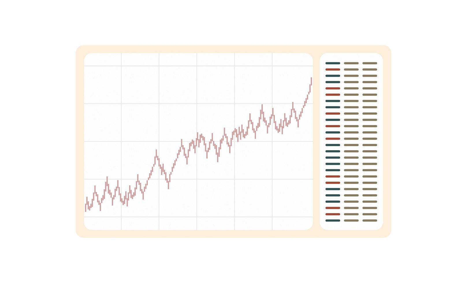 foglio di calcolo dell'analisi dei dati per il rapporto finanziario con grafico e grafico. illustrazione di banner web vettore