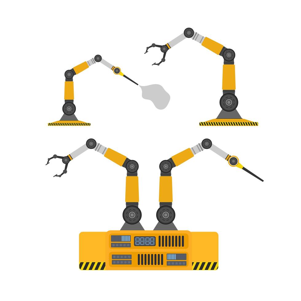 set di mani robotiche. un robot meccanico con un tentacolo. moderna tecnologia industriale. elettrodomestici per le imprese manifatturiere. isolato. vettore. vettore