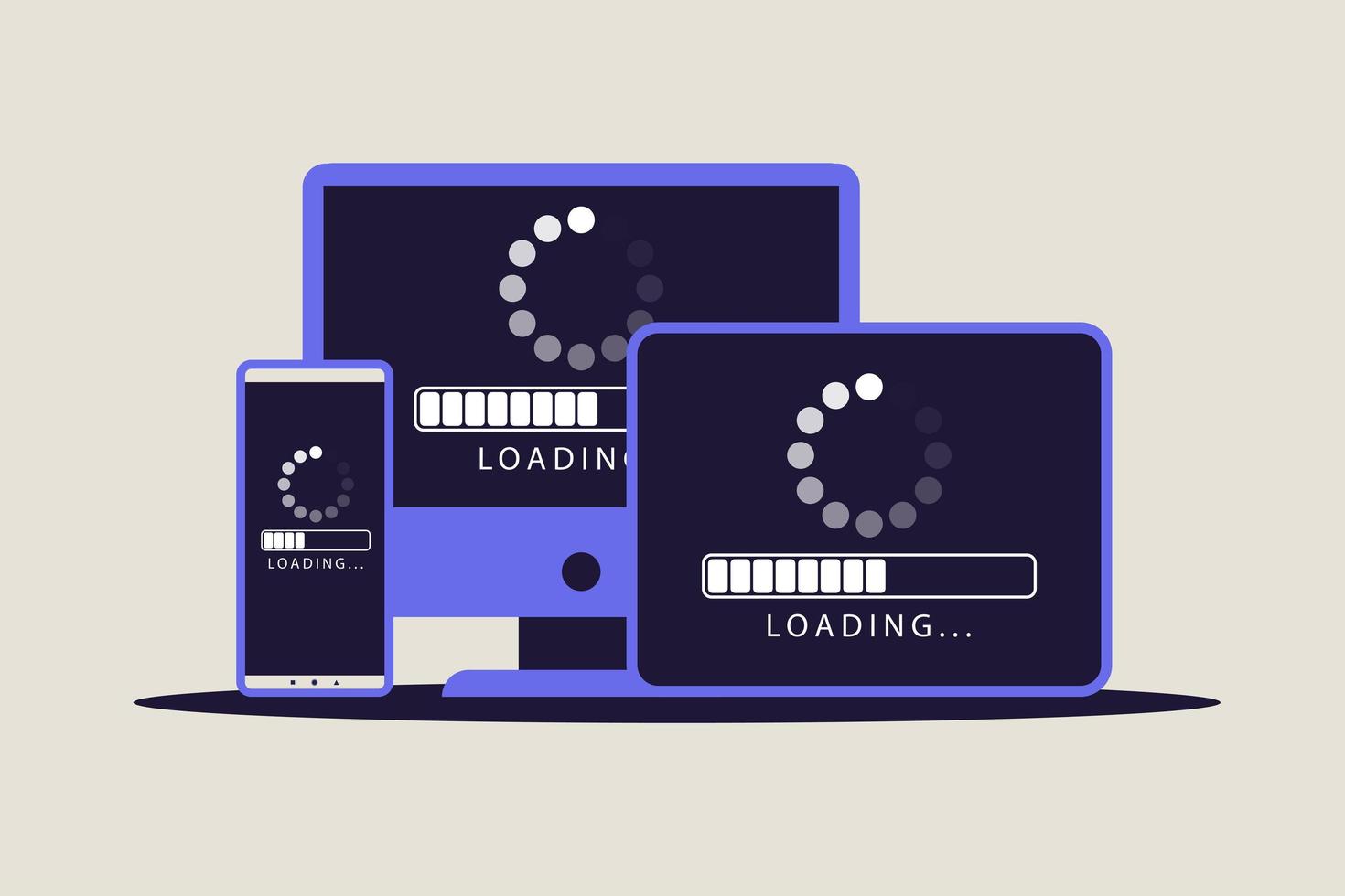 concetto di aggiornamento. schermate web del simbolo del processo di caricamento dell'applicazione. illustrazione vettoriale. piatto vettore