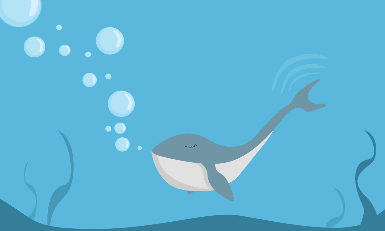 balena in un'illusione di sfondo blu oceano vettore
