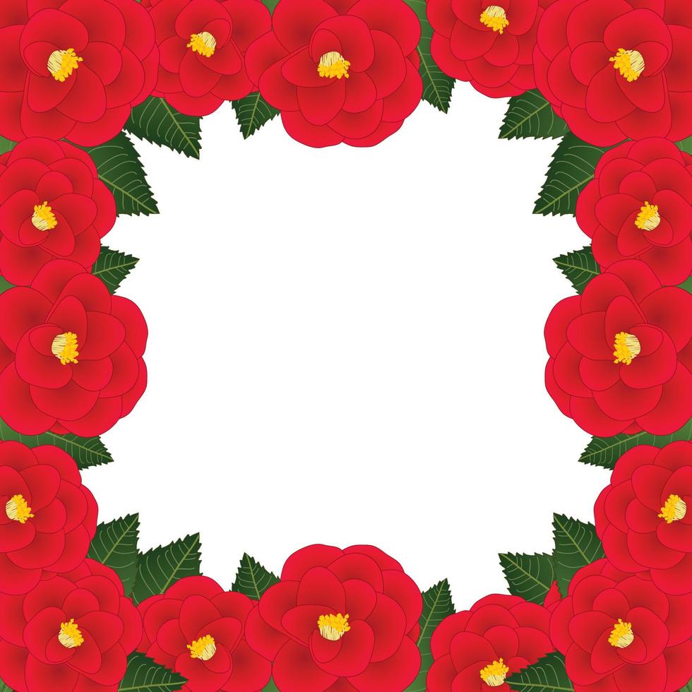 cornice di fiori di camelia rossa border.vector illustrazione. vettore