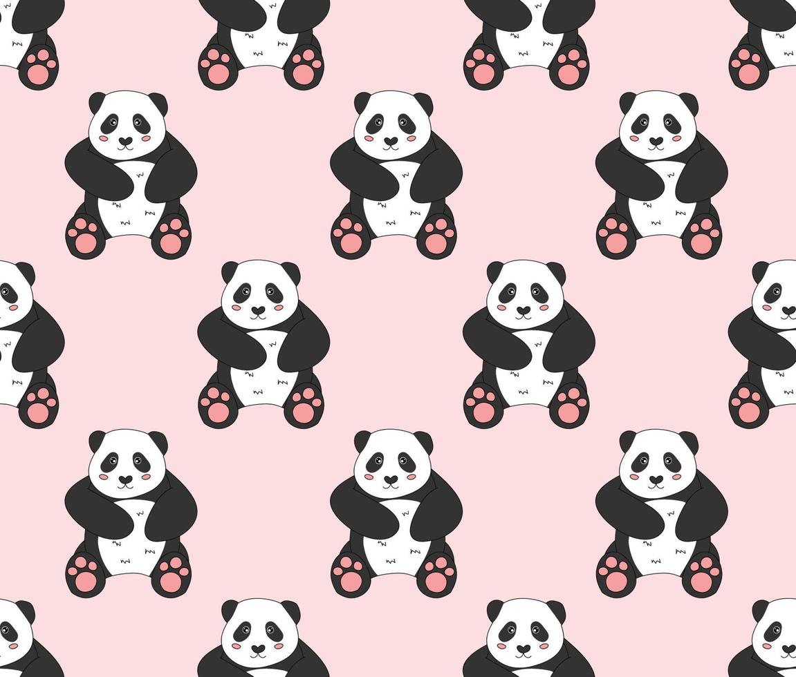 simpatico panda su sfondo rosa vettore