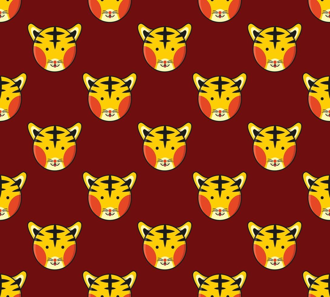 tigre senza cuciture su sfondo rosso scuro. illustrazione vettoriale