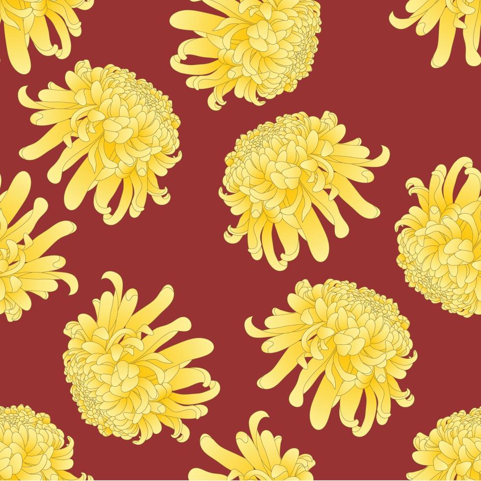 fiore di crisantemo giallo su sfondo rosso vettore