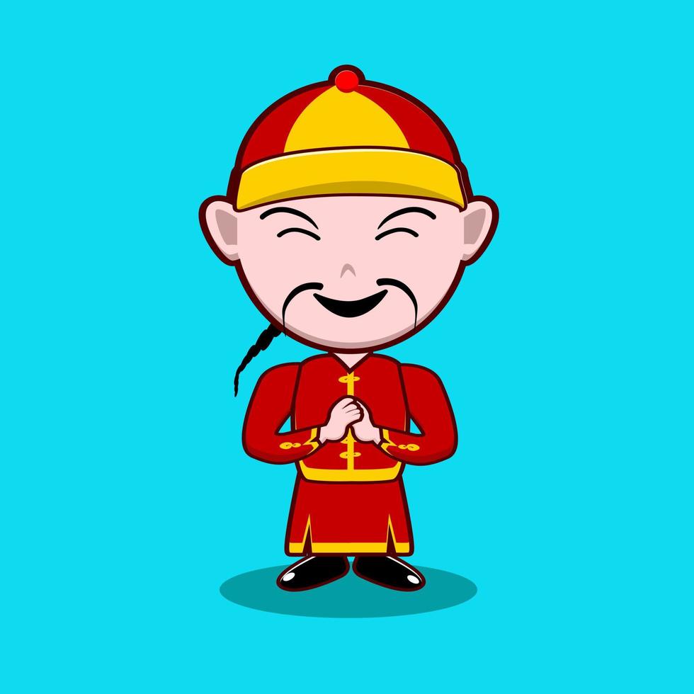 il personaggio dei cartoni animati cinese single con il sorriso vettore