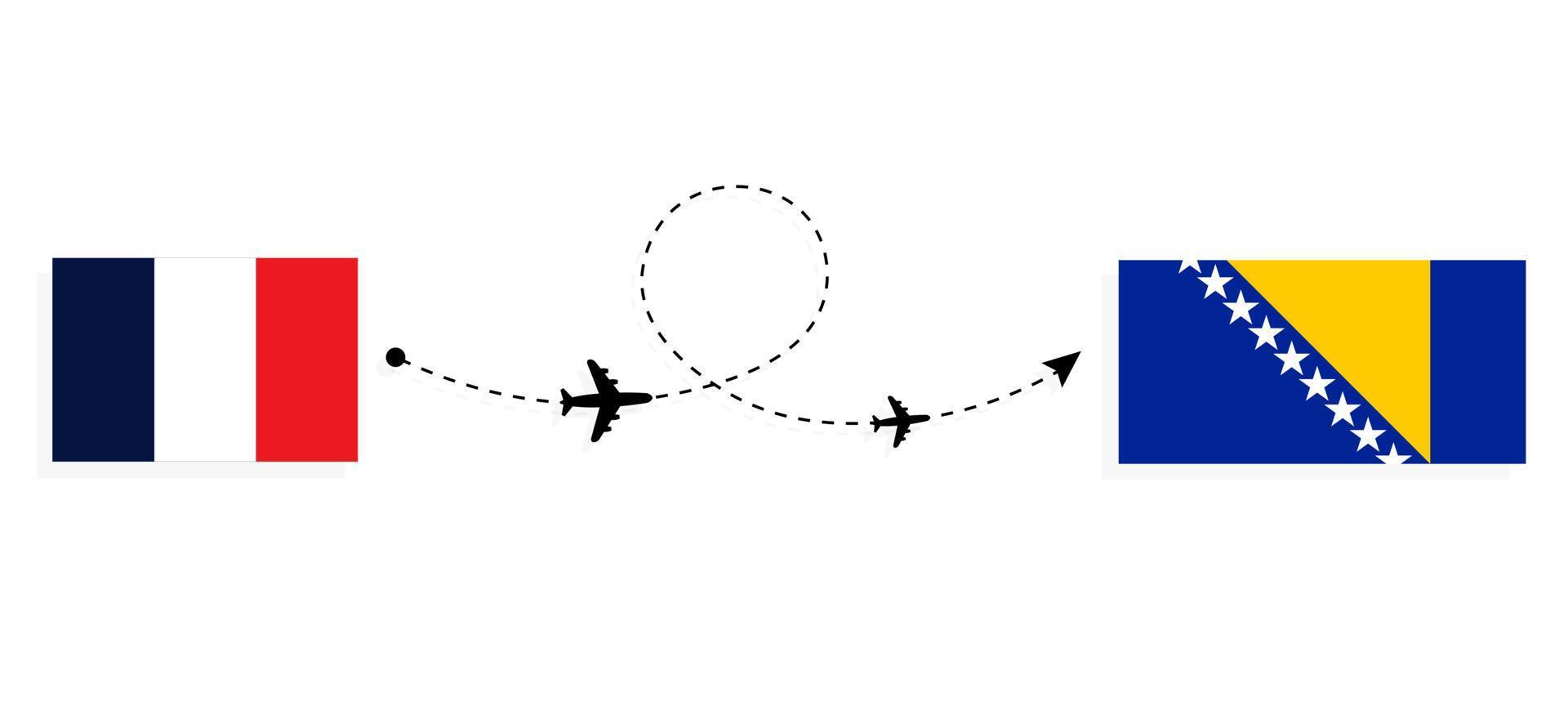 volo e viaggio dalla francia alla bosnia ed erzegovina con il concetto di viaggio in aereo passeggeri vettore