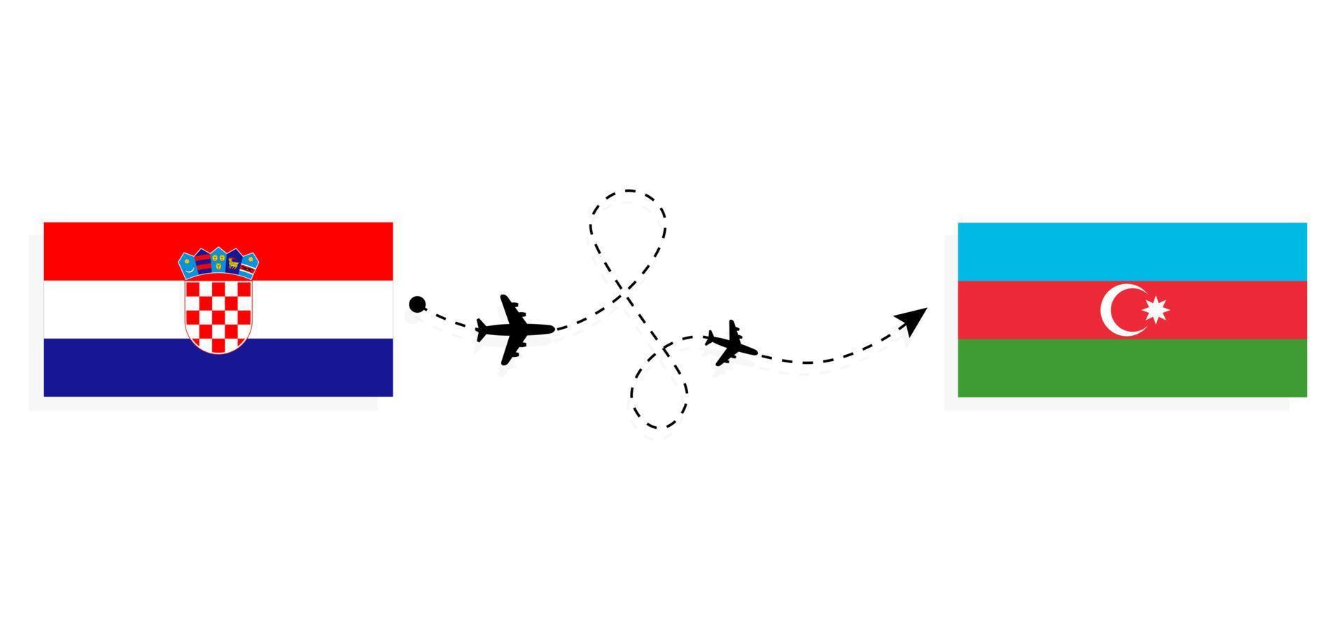 volo e viaggio dalla croazia all'azerbaigian con il concetto di viaggio in aereo passeggeri vettore