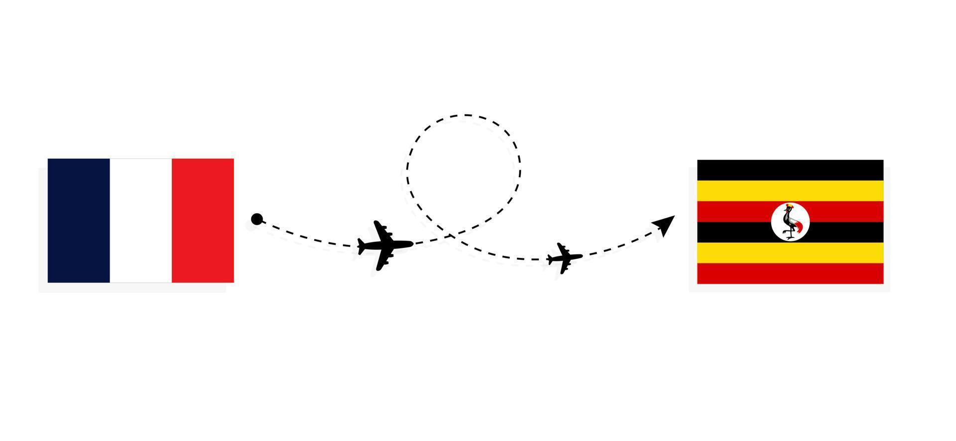 volo e viaggio dalla Francia all'Uganda con il concetto di viaggio in aereo passeggeri vettore