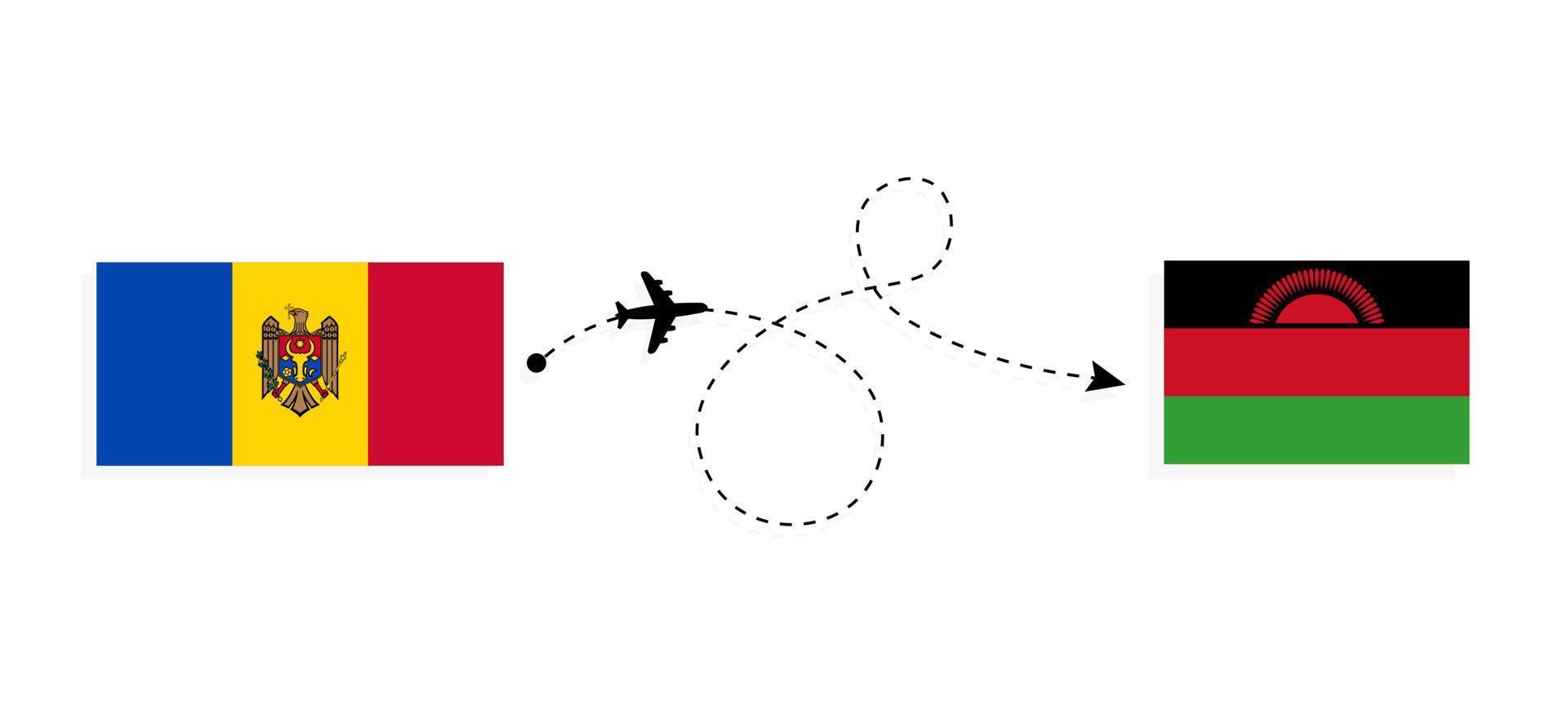 volo e viaggio dalla Moldova al Malawi con il concetto di viaggio in aereo passeggeri vettore