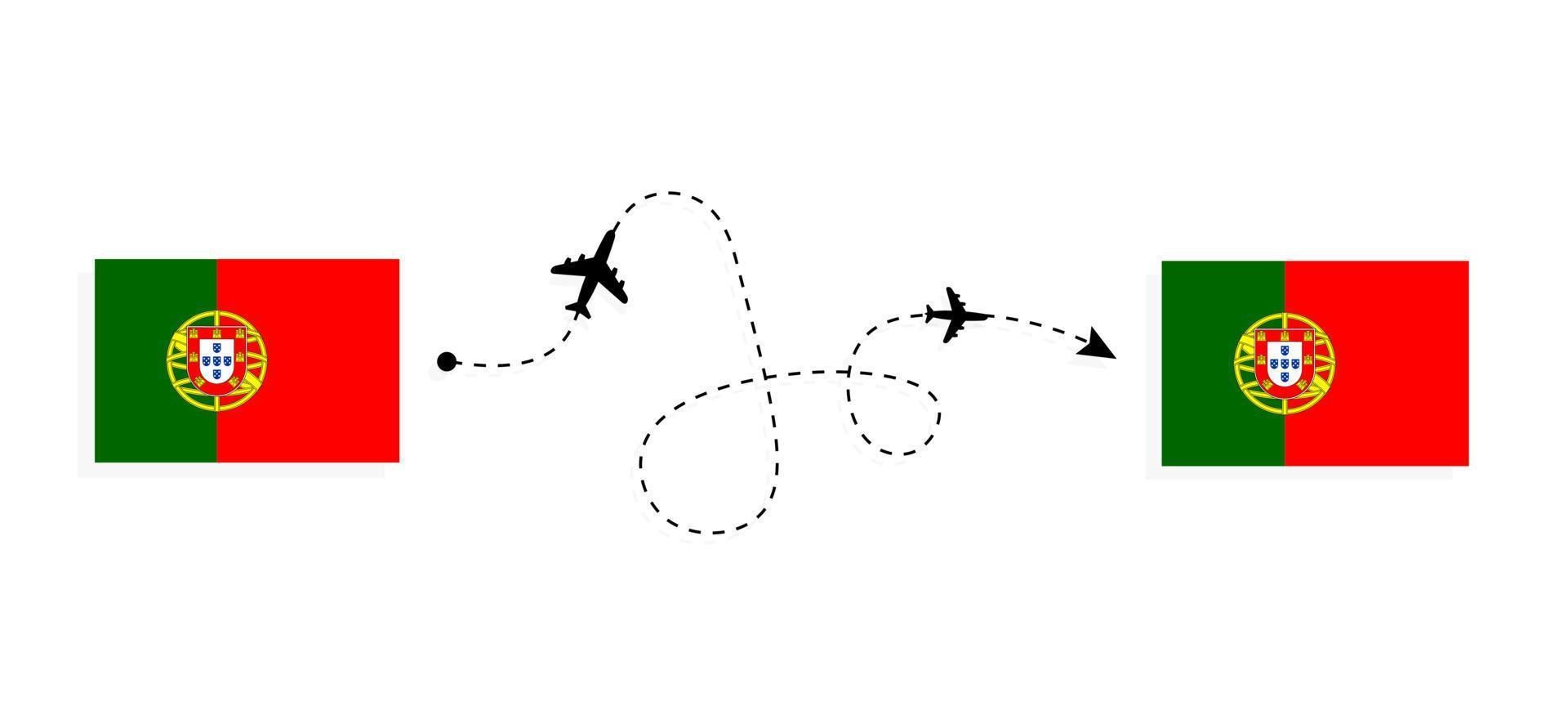 volo e viaggio dal portogallo al portogallo con il concetto di viaggio in aereo passeggeri vettore