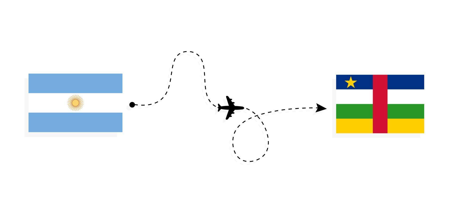 volo e viaggio dall'argentina alla repubblica centrafricana con il concetto di viaggio in aereo passeggeri vettore