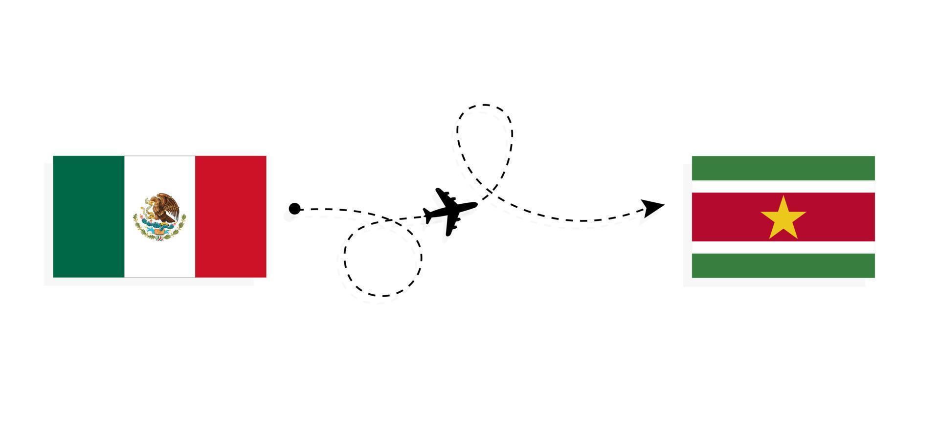 volo e viaggio dal Messico al Suriname in base al concetto di viaggio in aereo passeggeri vettore
